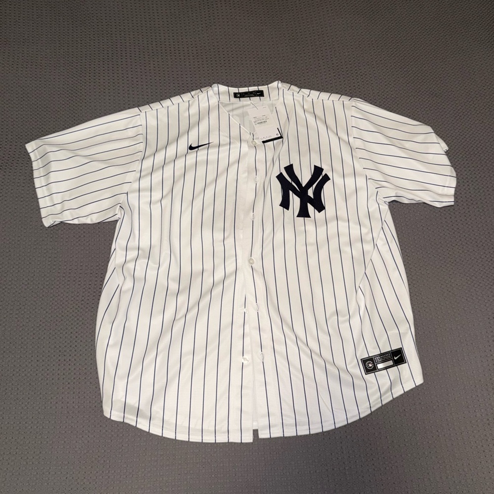 Nike New York Yankees White Navy Pinstripe Baseball Jersey